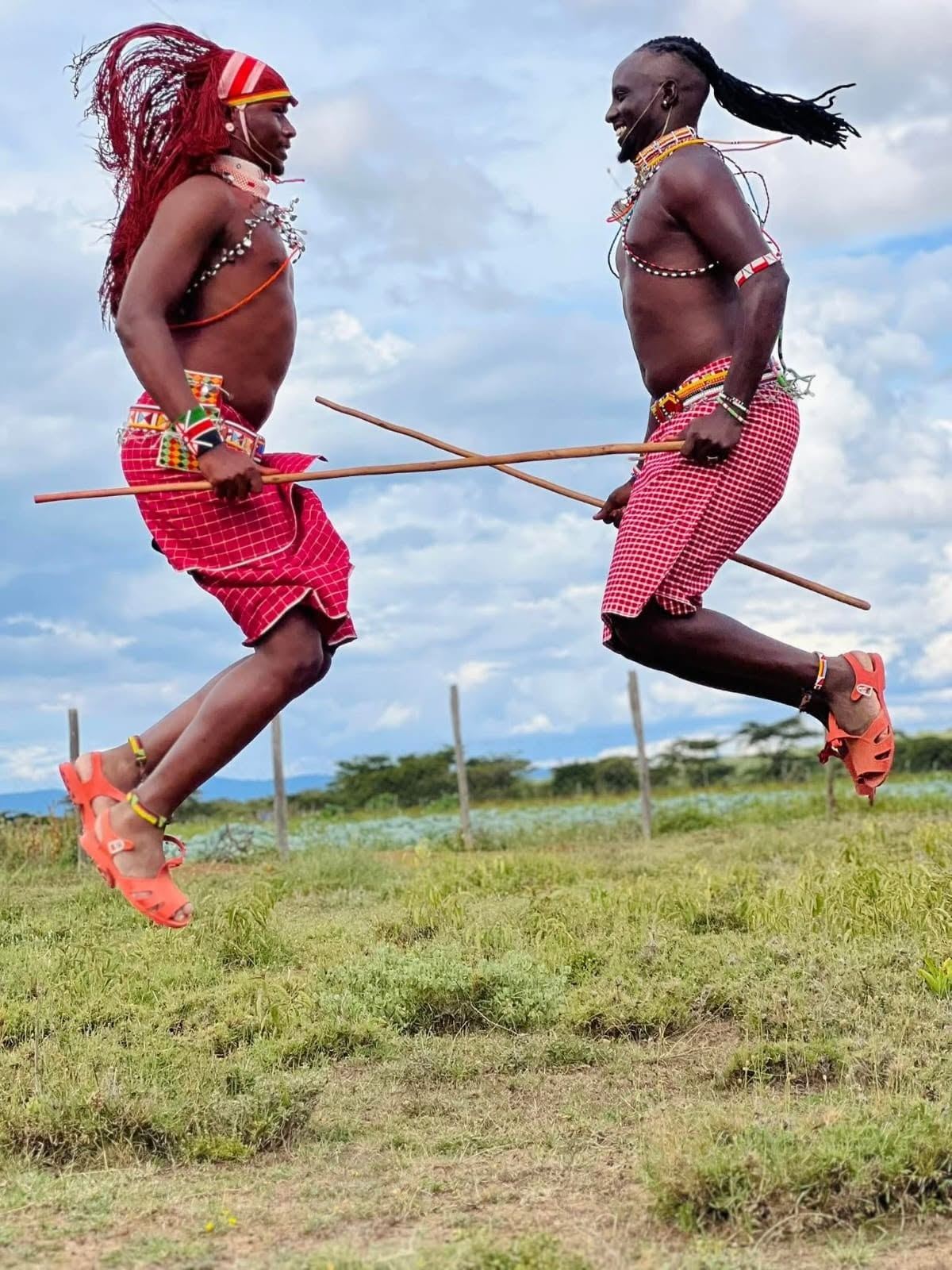 Maasai warriors performing a traditional dance near Nguruman
